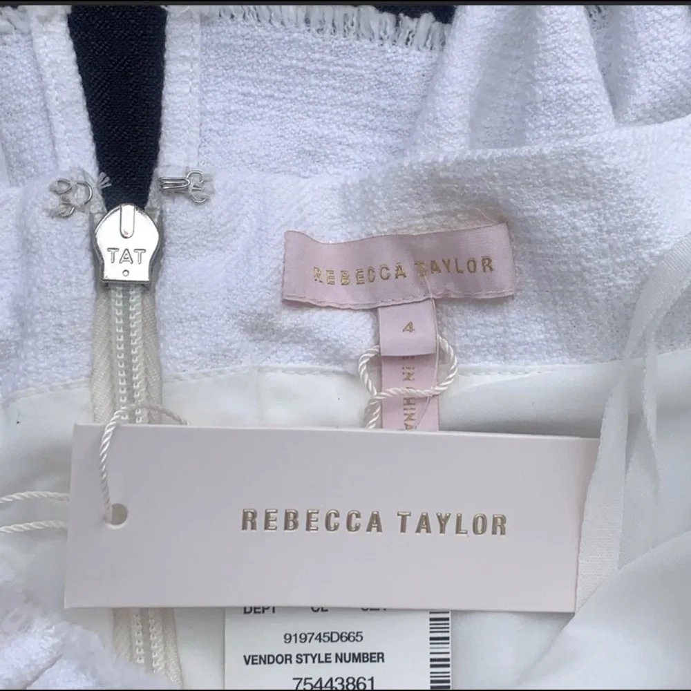 NWT Rebecca Taylor Women’s Winter White Ruffle Wedding Party Dress Size 4 - Picture 6 of 12